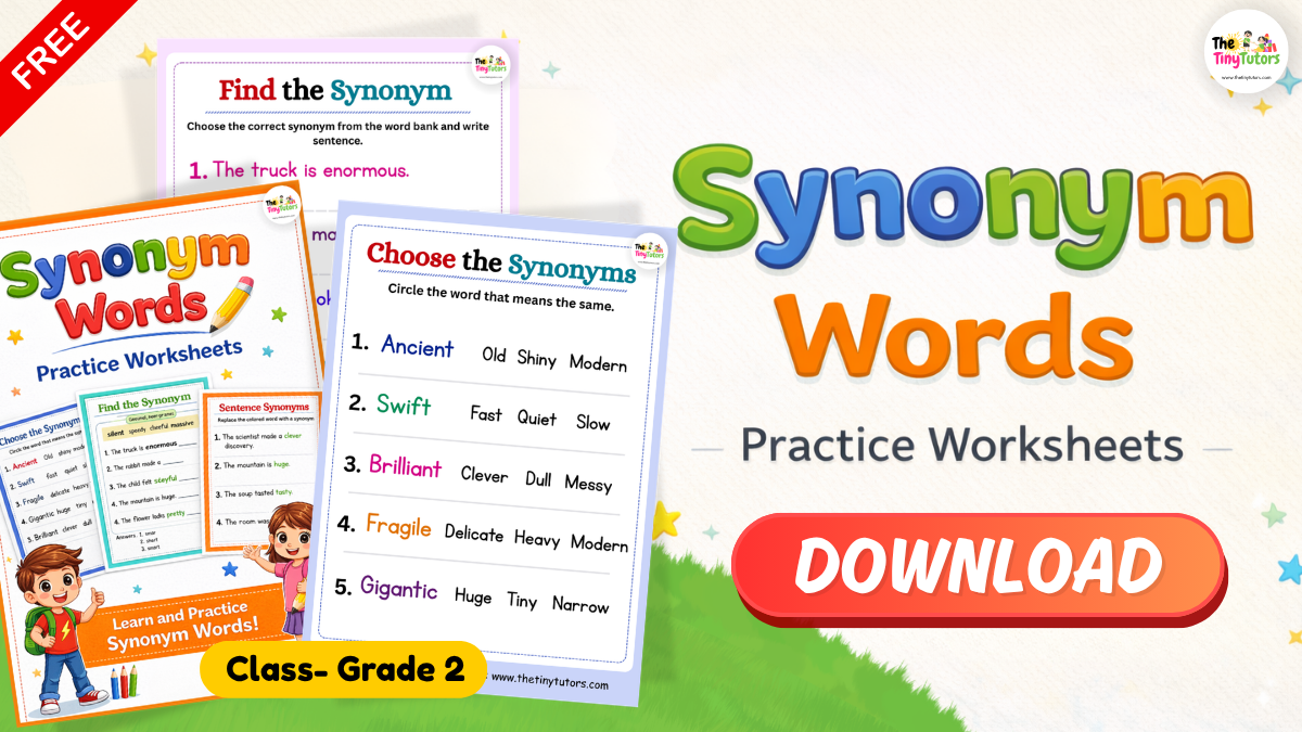 Grade 2 Synonym Words Practice Download
