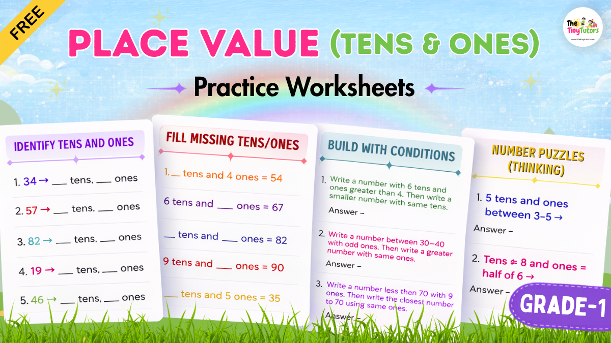 Place Value Tens and Ones Grade 1 Practice Worksheets