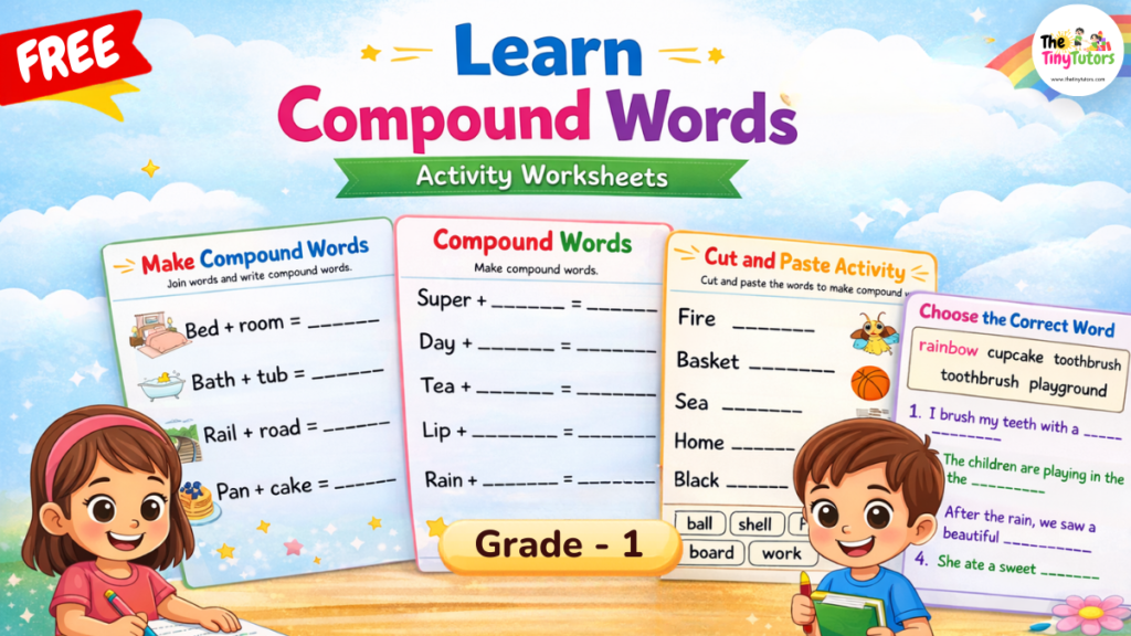 compound words worksheet grade 1 free printable activity with examples for kids