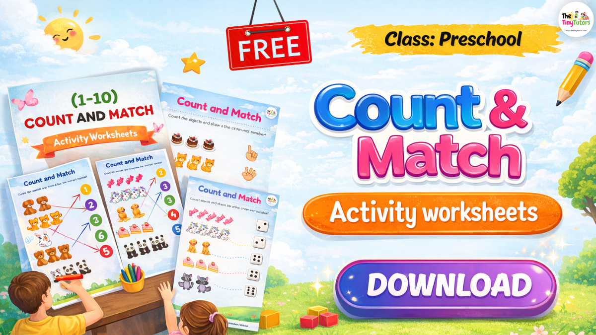 Count and Match Worksheets Download for preschool kids 1 to 10 activity sheets