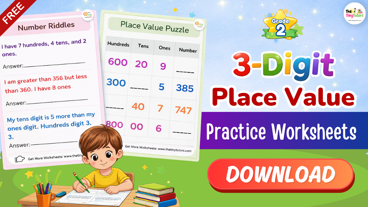Download Grade 2 Place Value 3 Digit Numbers worksheet with tens and ones practice