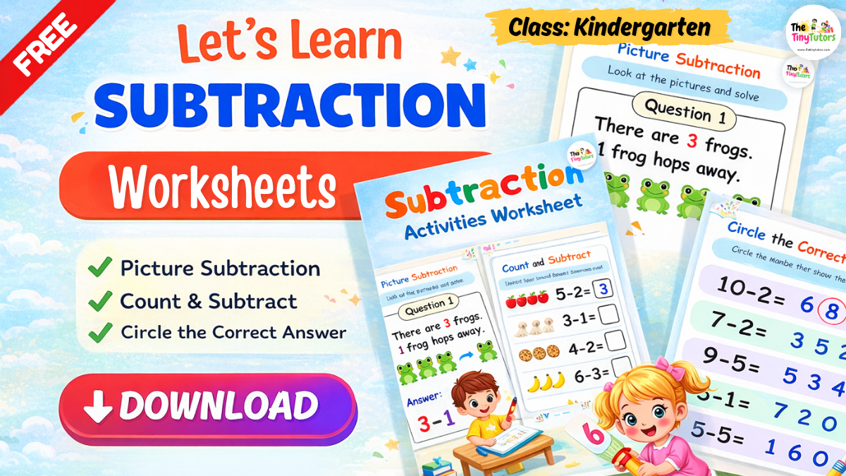Subtraction activities for kindergarten download with picture-based worksheets preview for kids