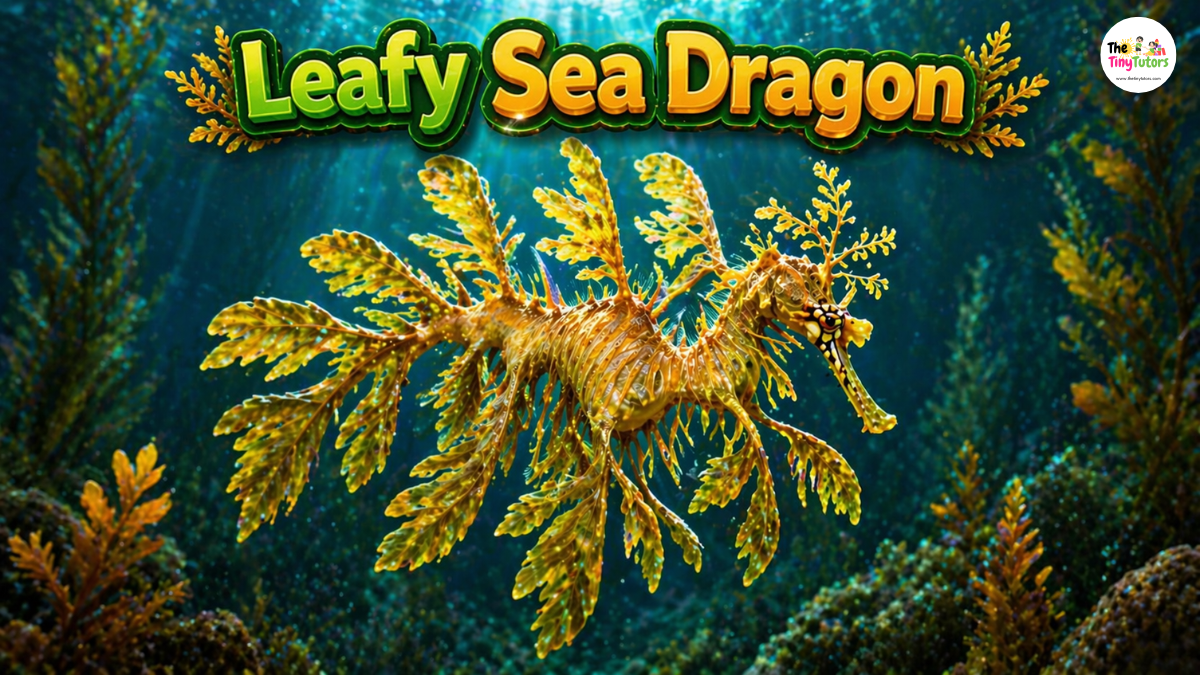 Leafy sea dragon camouflaged underwater looking like floating seaweed