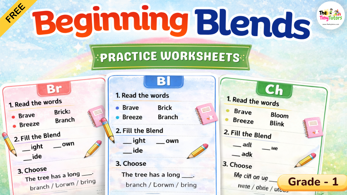 Beginning Blends Worksheets for Grade 1
