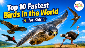 Top 10 fastest birds in the world for kids featuring falcon and ostrich
